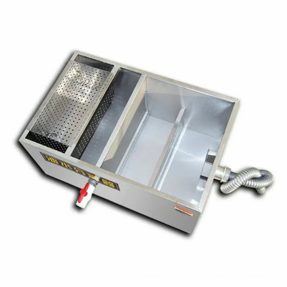 Miumaeov Stainless Steel Grease Trap Commercial Kitchen Wastewater Oil-aqua Interceptor Grease Trap Interceptor with Removable Fine Mesh Filter