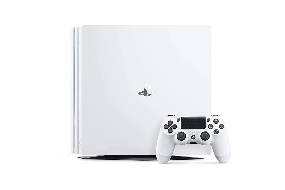 PlayStation 4 Pro 1TB White Gaming Console + Gaming Earbuds With Microphone BOLT AXTION Bundle Like New
