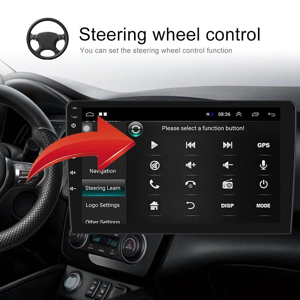 Single 1 DIN Rotatable 10.1'' 1280*720 IPS Android 12 2+32GB Bluetooth Car GPS Navigation WiFi Stereo Radio  CarPlay