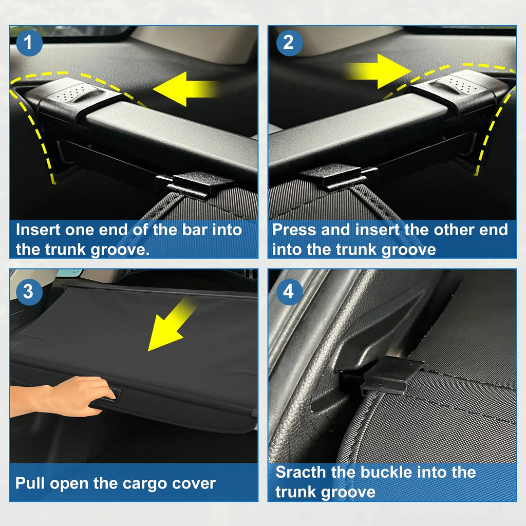 Retractable Cargo wrap for  RAV4 2019-2023 Waterproof Non Slip Rear Trunk Shielding Shade Black