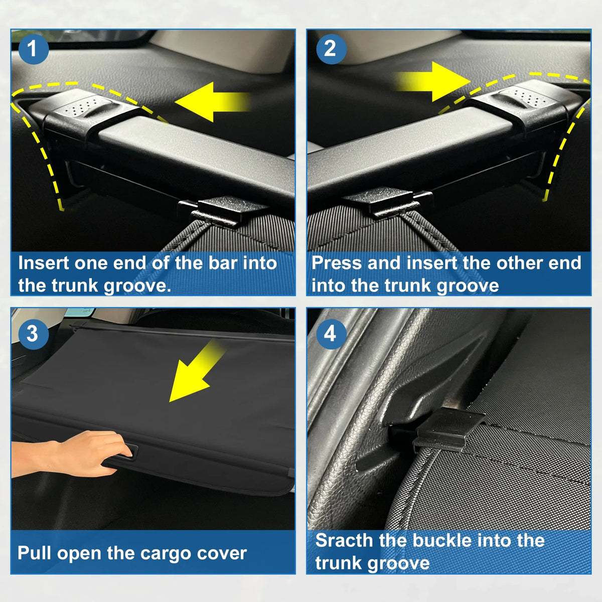Retractable Cargo wrap for  RAV4 2019-2023 Waterproof Non Slip Rear Trunk Shielding Shade Black