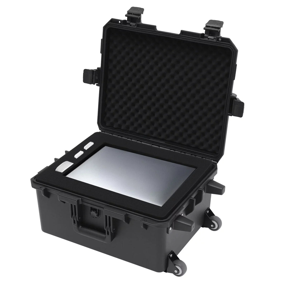 Miumaeov Large Portable Protective liquid and Shock protected Hard Case Camera Tools Equipment Laptop Hard Case Box with Wheels and Handle with 5 Layers Foam Black 16.7" x 12" x 21.25"