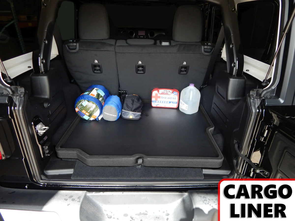 Red Hound Auto Cargo Trunk Mat Liner Tray Custom Fit Floor Black Foam suitable with Jeep Wrangler Unlimited 4-Door 2018-2019 (JL) Without Subwoofer - Anti-Rattle Waterproof Protector