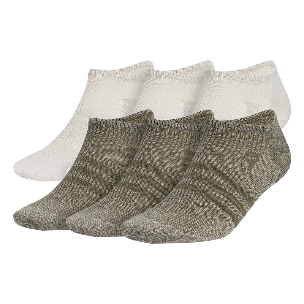 Men's Superlite 3.0 No Show Socks Low-Profile fit, Arch-Compression and Lightweight Breathable Construction (6-Pair), Off White/Putty Grey/Olive Strata Green, Large