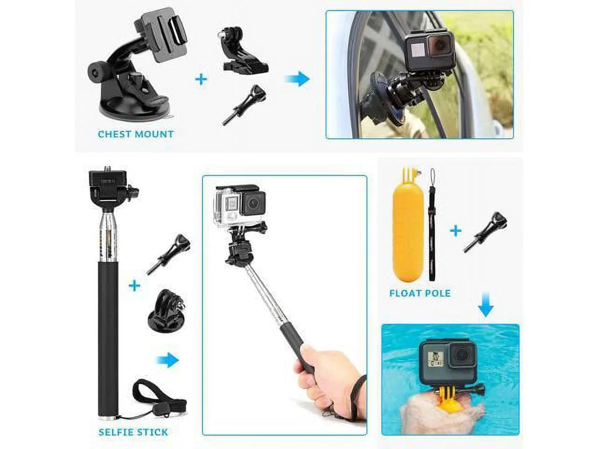 Accessories Kit for AKASO EK5000 EK7000 4K WiFi Action Camera GoPro Hero 9 8 7 6 5/Session 5/Hero 4/3+/3/2/1 Max Fusion SJ4000 SJ5000