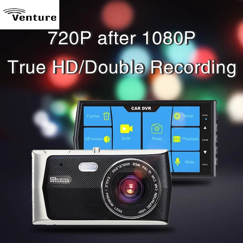 HD Dash Cam 4" IPS Touch Screen Dual Lens Car Camera 1080P FHD Video Record and Backup Camera, 170 Degree Angle,G-Sensor,Parking Monitor, Loop Record& Night WITH 32 GB SD CARD