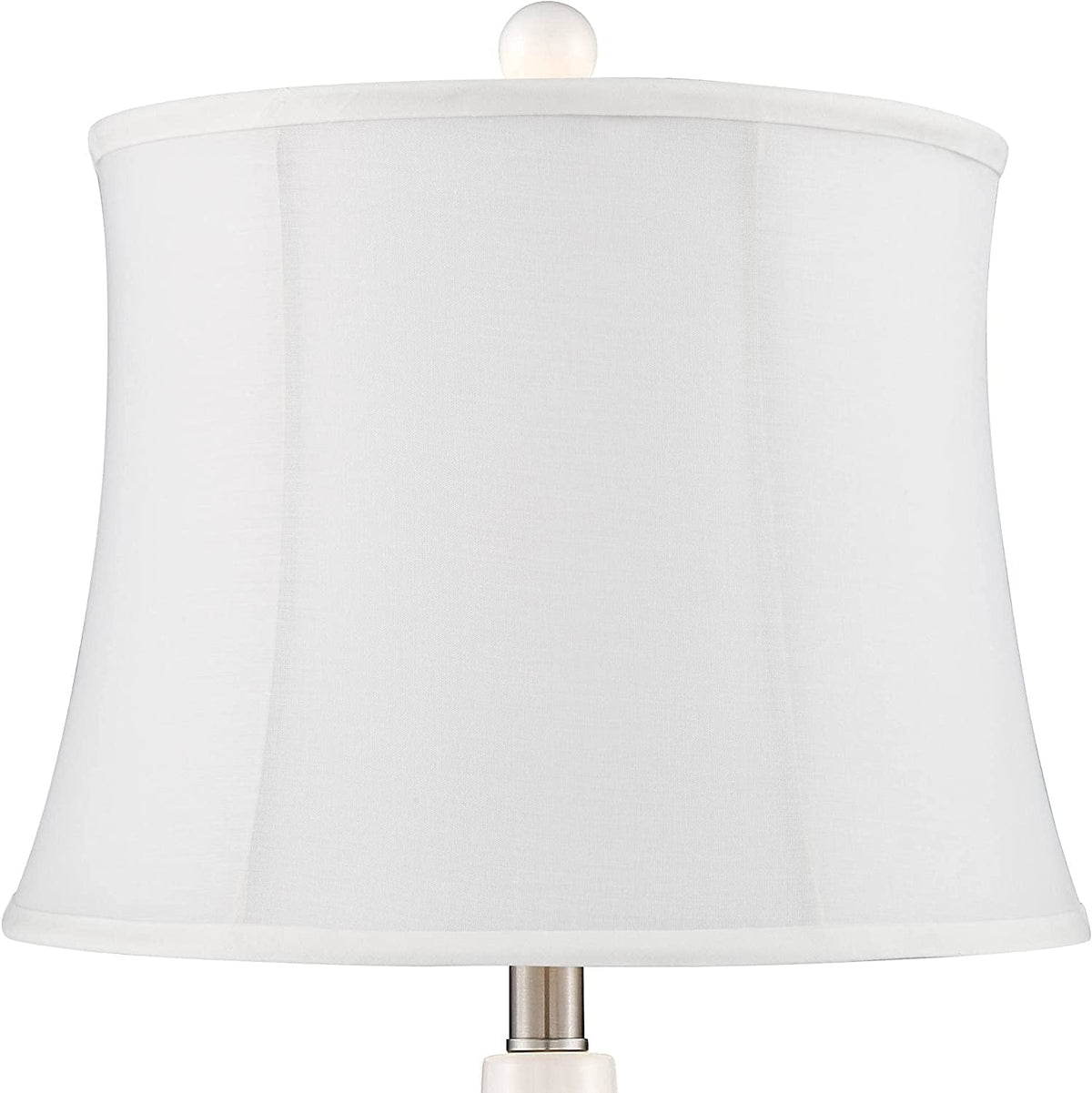 TJUNBOLIFE Lighting Jane Modern Table Lamps 25" Tall  White Ceramic Double Gourd Softback Fabric Tapered Drum Shade for Bedroom Living Room House Home Bedside Nightstand Office Entryw