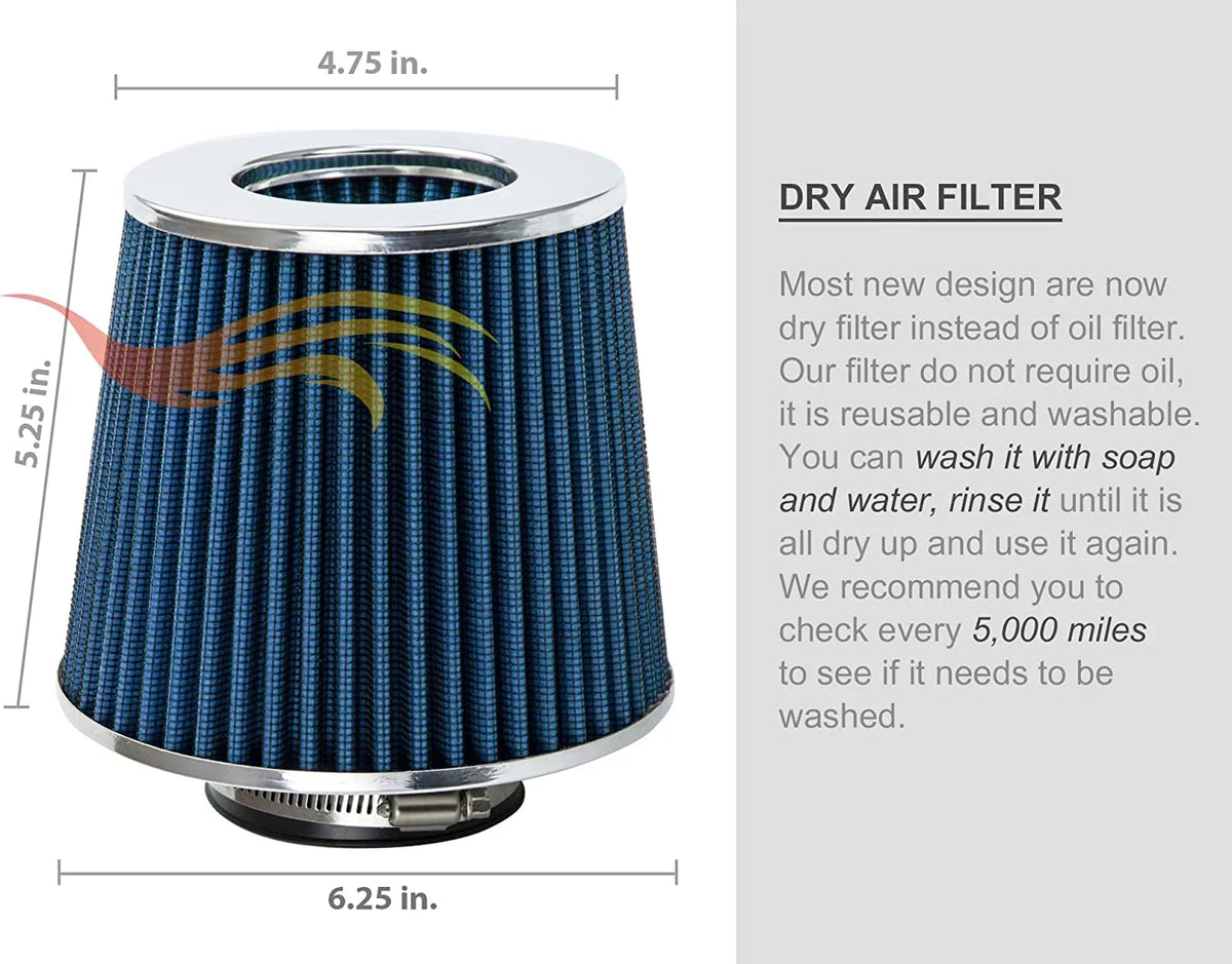 Rtunes Racing Short Ram Air Intake Kit + Filter Combo BLUE appropriate For 98-05  E46 3-Series â€¦