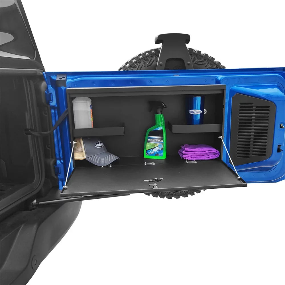 Hooke Road Fit 2021-2023  Bronco Folding Tailgate Table Lockable Steel Storage Box Black