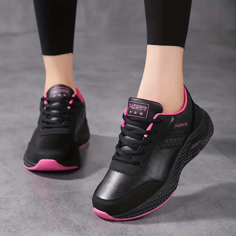 Waterproof Chunky Sneakers  Comfortable Lace Up Running Sports Shoes  Casual Outdoor Walking Trainers