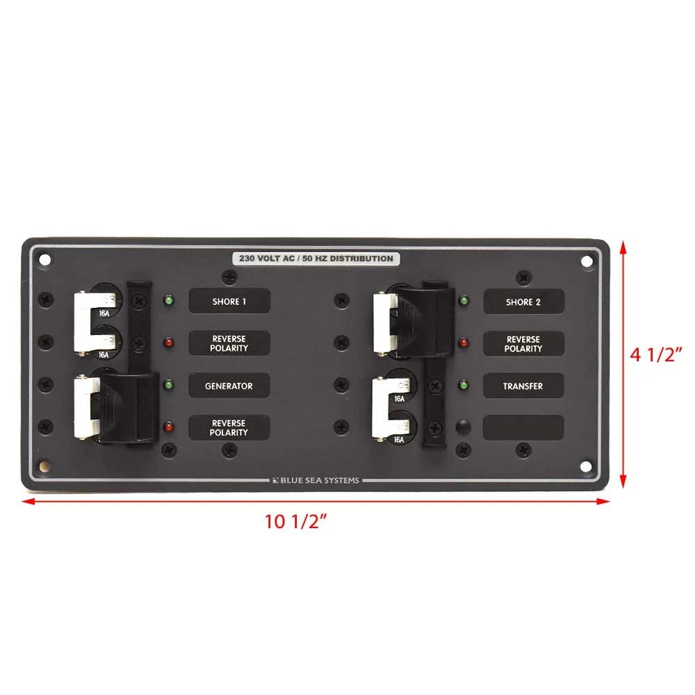 Blue Sea vessel Power Distribution Panel 8598 | 230V AC Source Selector