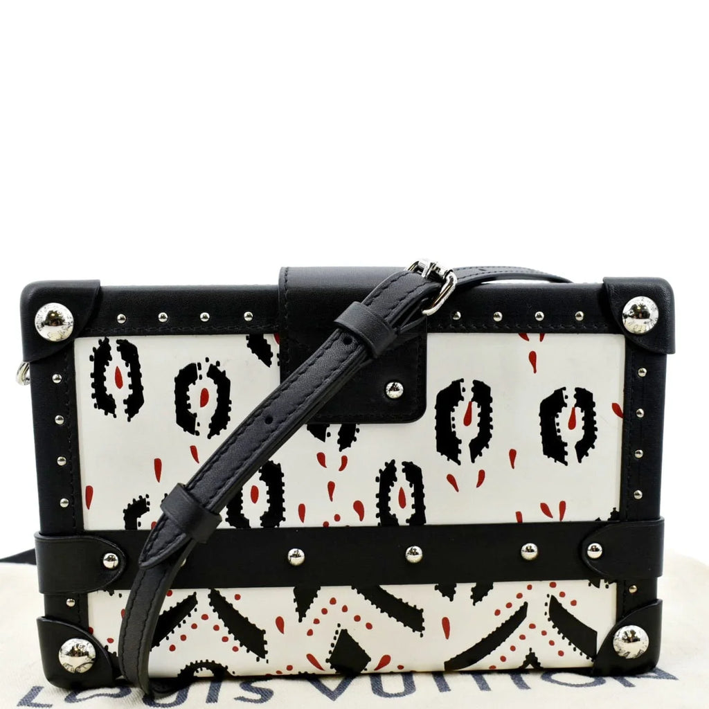 Pre-owned LOUIS VUITTON Petite Malle Graphic Print Leather Crossbody Bag Black/Multicolor