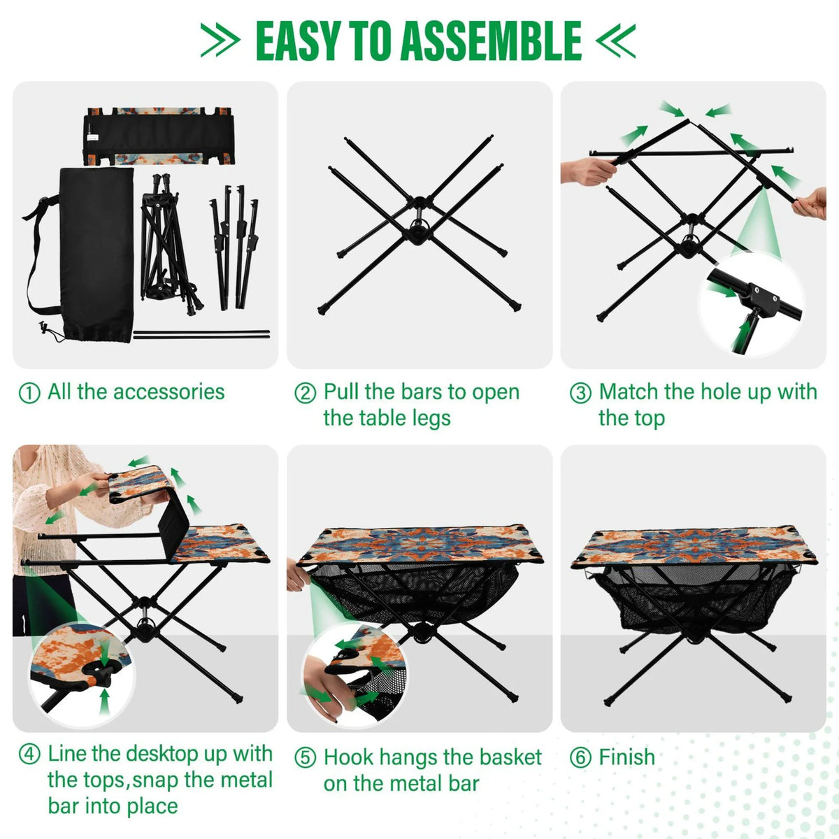 Mandala Pattern Camping Folding Table Portable Beach Table with Storage Bag Compact Picnic Table for Outdoor Travel Fishing BBQ