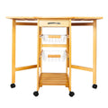 Zimtown  Drop Leaf Kitchen Island Trolley Cart with Storage Drawers Basket,Folding Rolling Protable