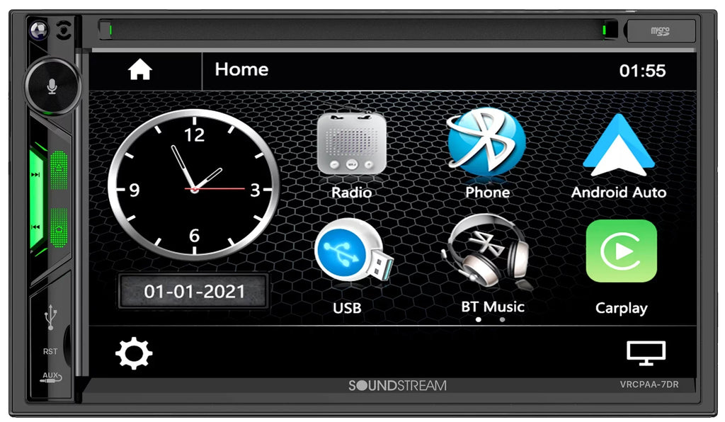 Soundstream VRCPAA-7DR 7" Car Monitor DVD Receiver w/CARPLAY/ANDROID AUTO+Camera