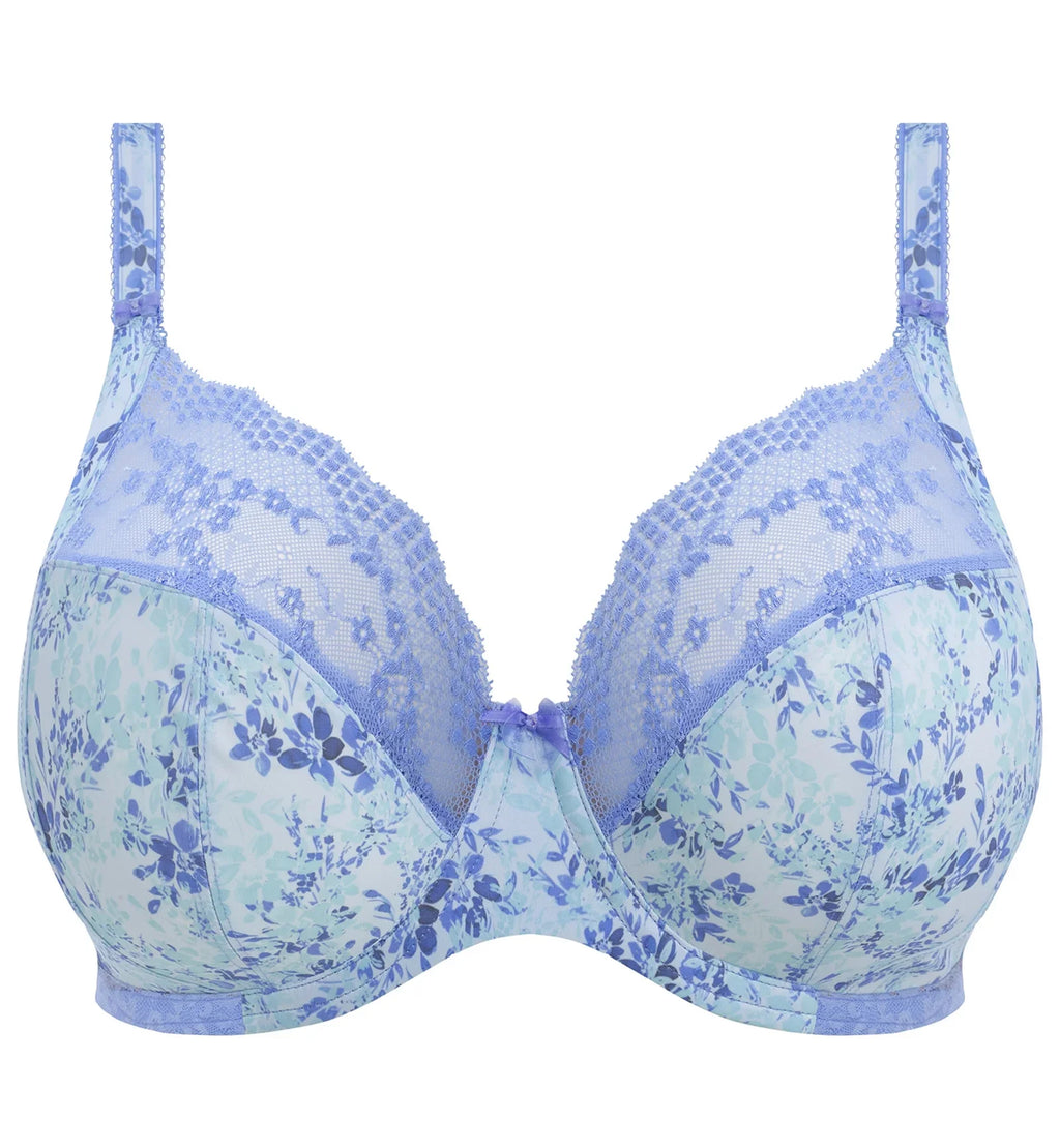 Elomi Lucie Banded Stretch Lace Plunge Underwire Bra (4490),42DD,Cornflower