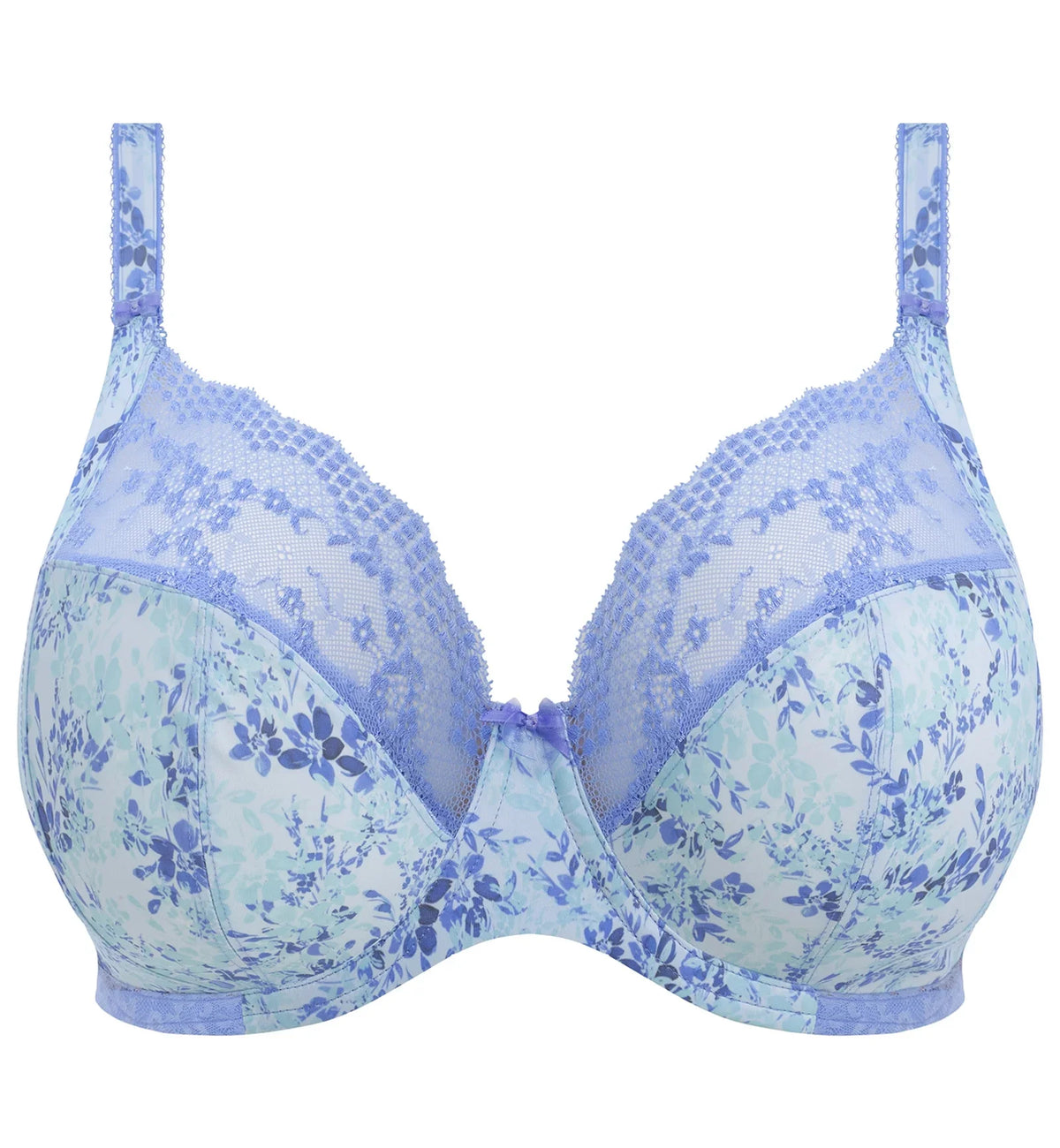 Elomi Lucie Banded Stretch Lace Plunge Underwire Bra (4490),42DD,Cornflower