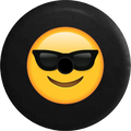 2018 2019 Wrangler JL Backup Camera Text Emoji Smiling Face Sunglasses Cool Summer Spare Tire shield for Jeep RV 32 Inch