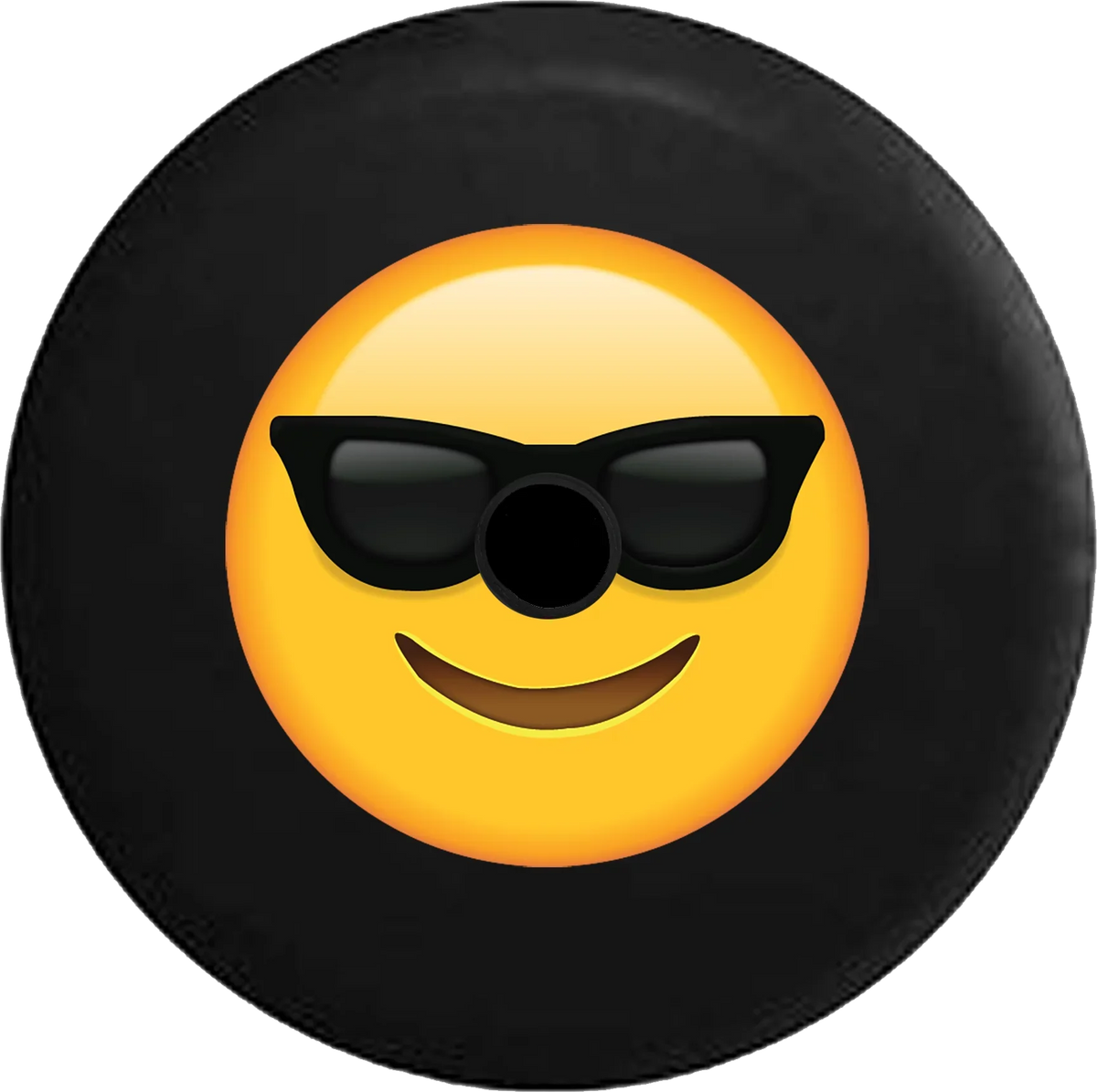 2018 2019 Wrangler JL Backup Camera Text Emoji Smiling Face Sunglasses Cool Summer Spare Tire shield for Jeep RV 32 Inch