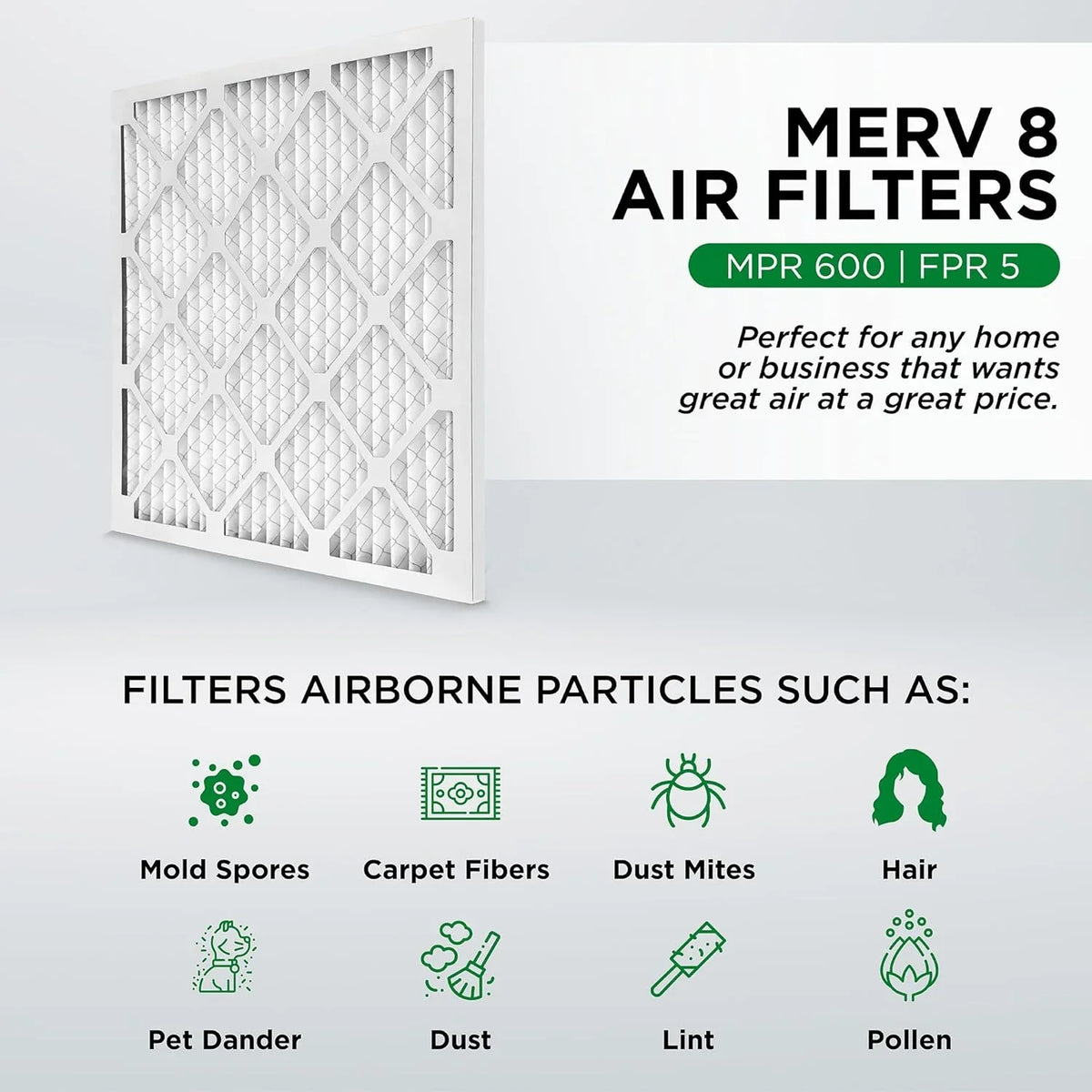 Ext Size: 11-1/2 X 19-1/2 X 3/4. Case Of 12. 12X20x1 MERV 8 Pleated HV Furne Air Filters
