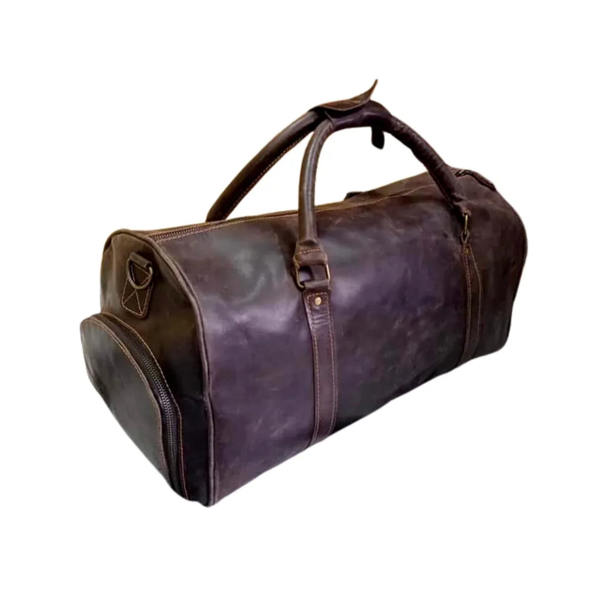 AMERICANSTYLE Cow Leather Duffle Bag Dark Brown Leather Gym & Travel Luggage Bag