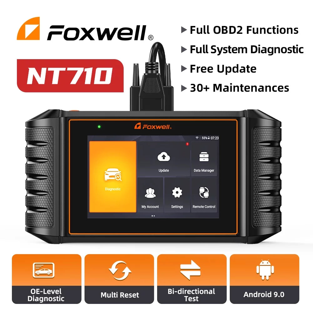 Foxwell NT710  Car Scanner Bi-Directional Control Scan Tool Active Test OBD2 Scanner All Systems Diagnostic Tool 31+ Maintenance Services Automotive Code Reader for  MINI RR OBDII Automobiles