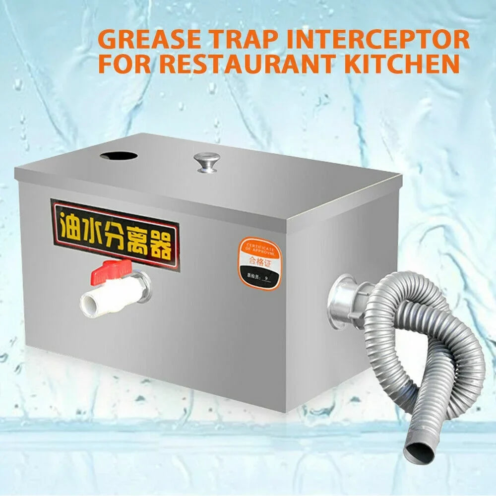 Miumaeov Stainless Steel Grease Trap Commercial Kitchen Wastewater Oil-aqua Interceptor Grease Trap Interceptor with Removable Fine Mesh Filter