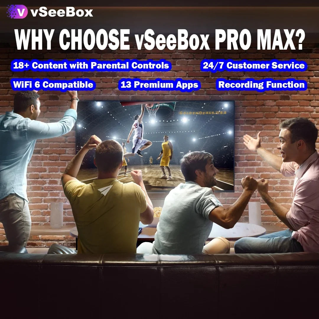 2024 New vSeeBox Pro Max Bundle with Remote Control, 8K HDMI Cable, 64GB TF Card, 64GB USB Drive, WiFi Extender, Backlit Keyboard, Detailed Setup Guide - Android 11, 4GB RAM, 32GB Storage