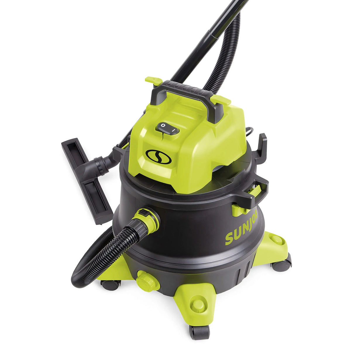 Restored Sun Joe SWD8000 8-Gallon 1200-Watt 6.5 Peak  Wet/Dry Shop Vacuum, HEPA Filtration, Wheeled w/Cleaning Attachments, Black/Green (Refurbished)
