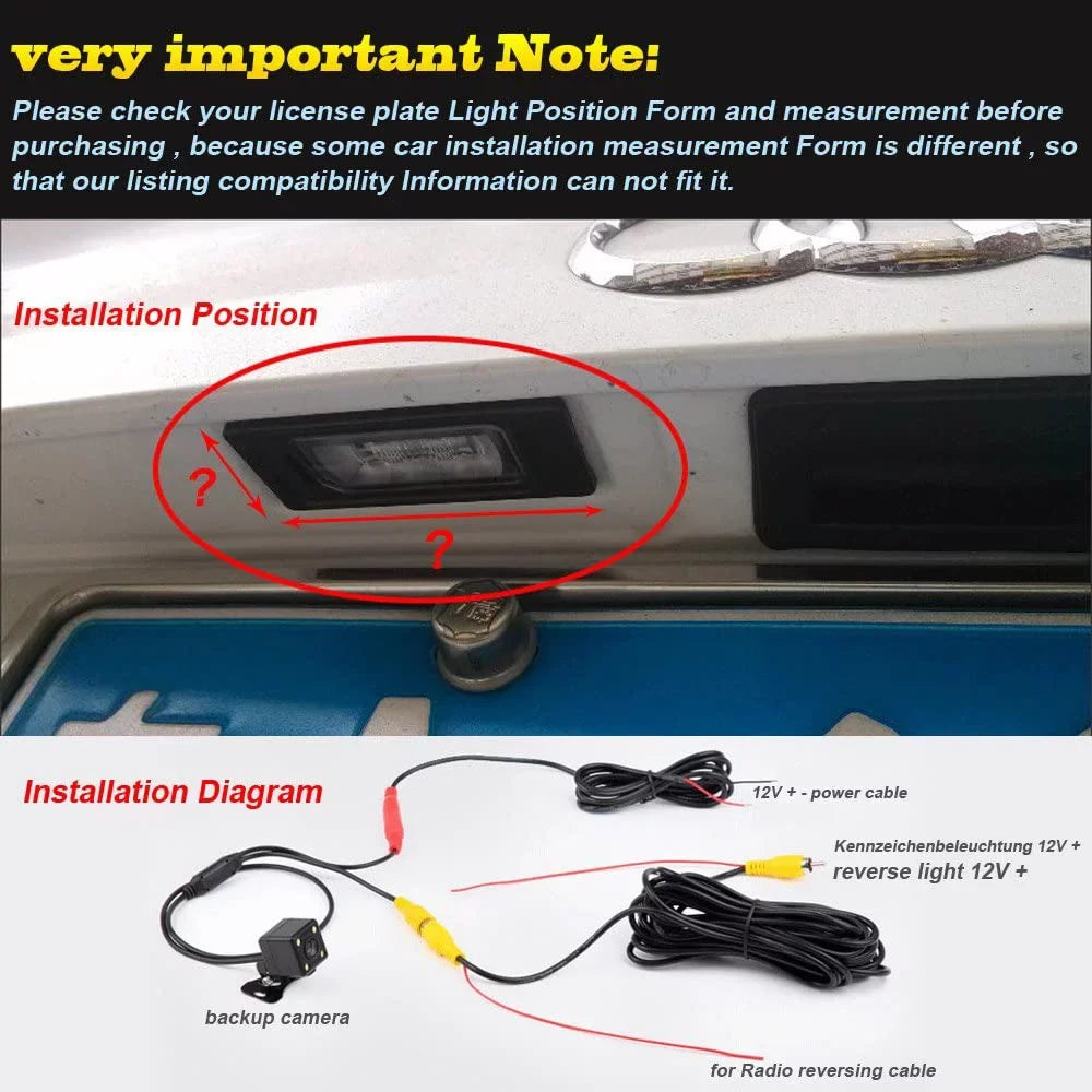 Waterproof Night Vision HD CCD 170°Viewing Field Car Rear View Backup Parking Camera for Skoda New Beetle VW