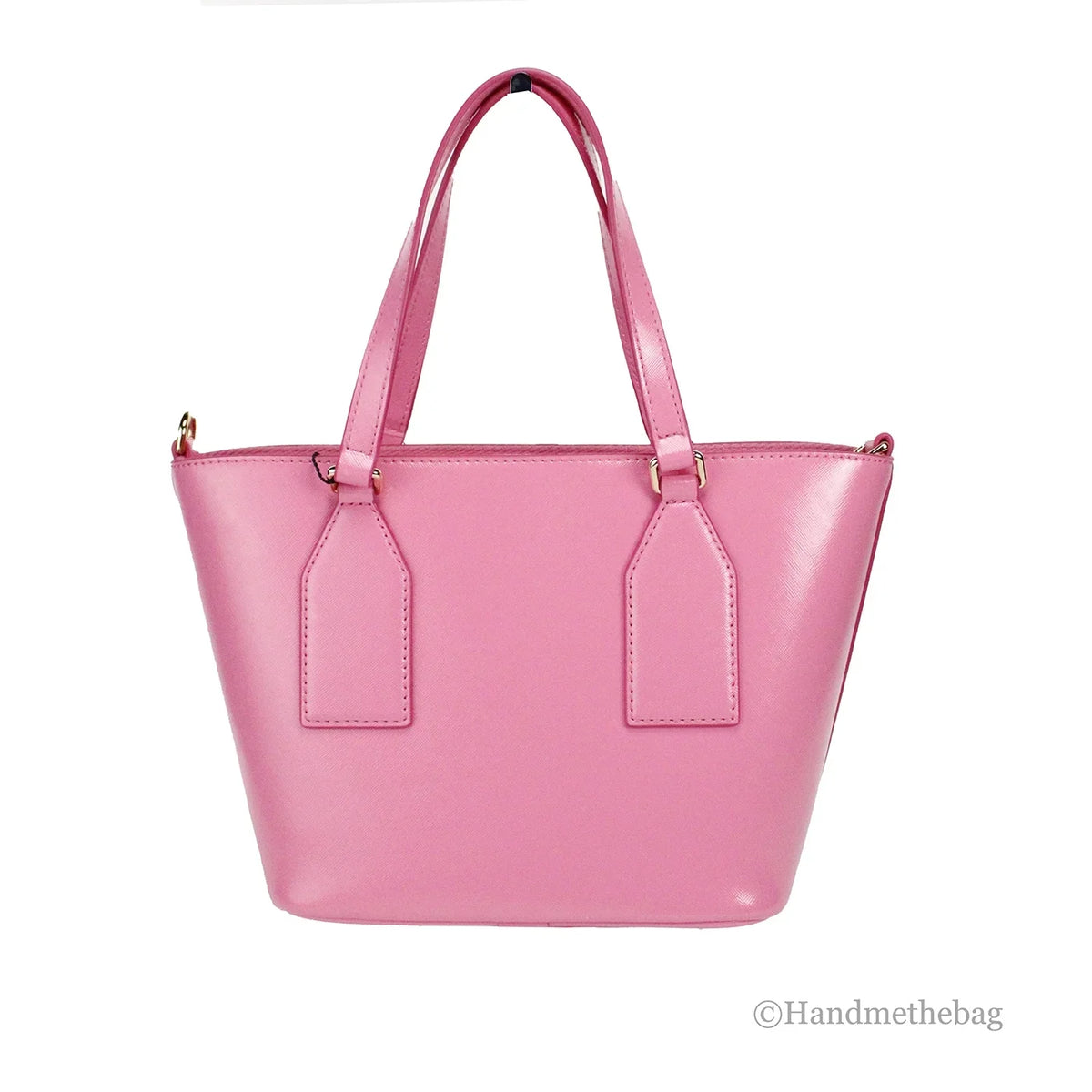Marc Jacobs Small Candy Pink Saffiano Leather Tote Crossbody Bag