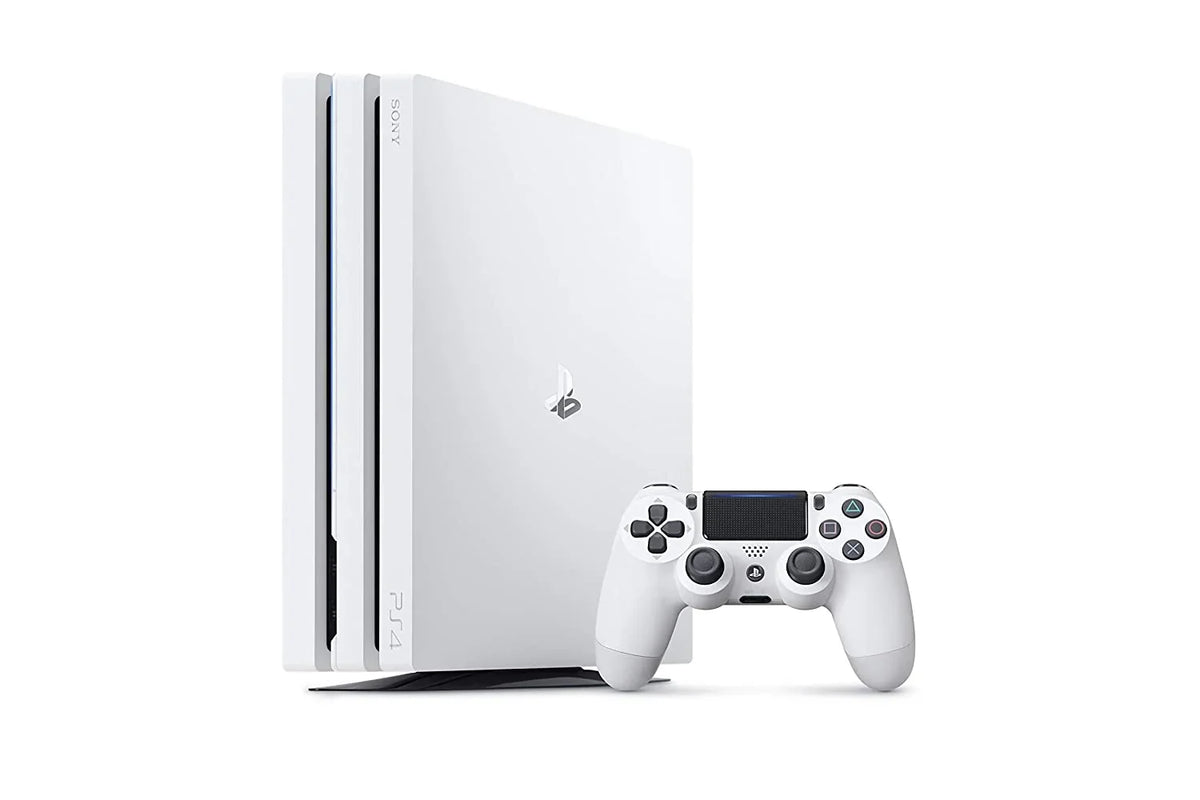 PlayStation 4 Pro 1TB White Gaming Console + Gaming Earbuds With Microphone BOLT AXTION Bundle Like New