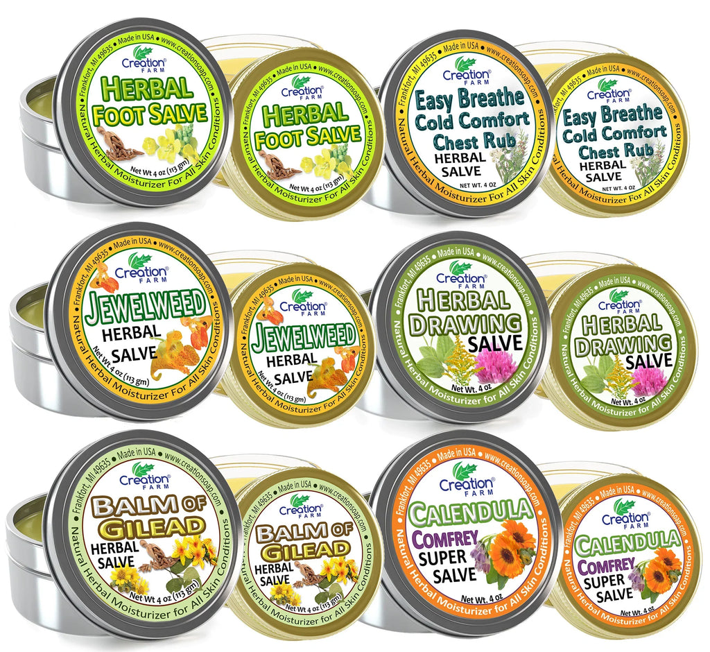 Calendula Comfrey Salve 4 oz Tin, Herbal Skin Rash Ointment, Wound Treatment Tin 4 oz by Creation Farm
