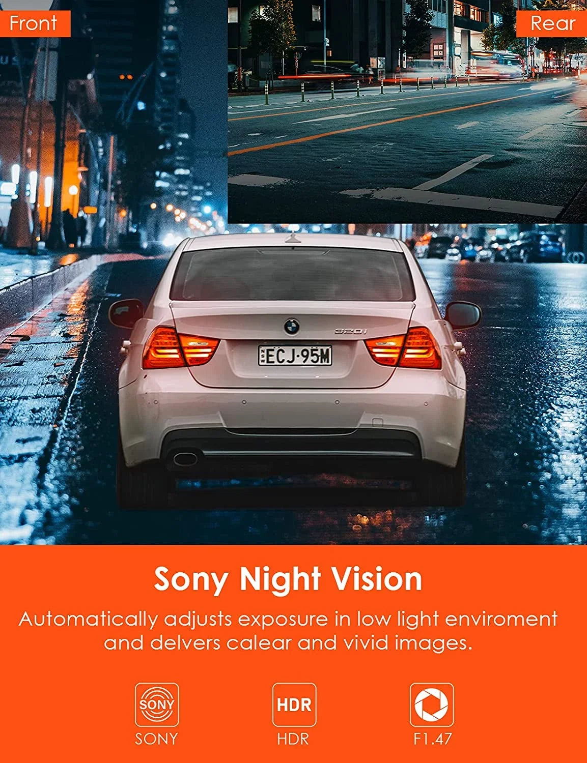 Vantrue Dual Front and Rear 1080P Dash Cam, Single Front 4K Car Camera, Hidden Design, Built in GPS, 24/7 Parking Mode, Low Bitrate Recording, HDR, Night Vision, Supercapacitor, G-Sensor (S1W)