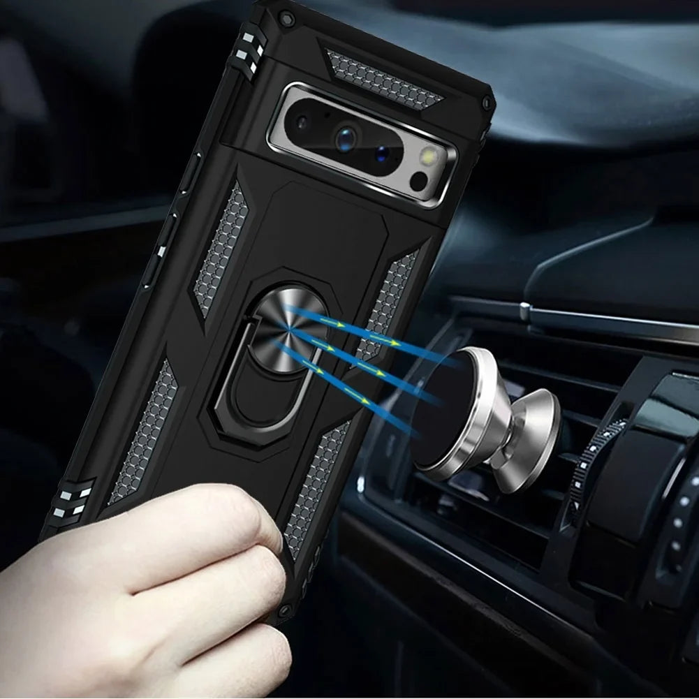 Holster Case Belt Clip for Google Pixel 8 Pro Phones - Swivel Metal Ring protector Kickstand Armor Combo Drop-Proof appropriate with Google Pixel 8 Pro
