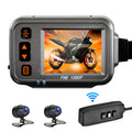Aibecy Motorcycle Dash Cam,WiFi Dual 1080p Motorbike Camera ,120° Wide Angle,Parking Monitoring, Timed Recording After Flameout Full Body Waterproof Night Vision With 32G storage card