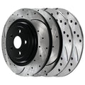 AutoShack Front and Rear Drilled Slotted Brake Rotors Black Set of 4 Replacement for 2012 2013 2014 Chrysler 200 2008-2009 Dodge Caliber 2012-2014 Avenger 2.4L 3.6L V6 FWD BRAKEPKG1085