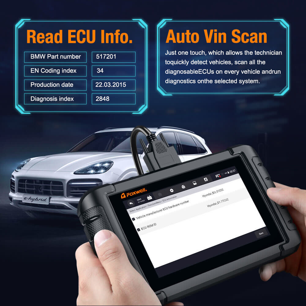 FOXWELL NT710 OBD2 Scanner Code Reader Bi-directional Scan Diagnostic Tool Relearn Coding Reset TPMS fit for