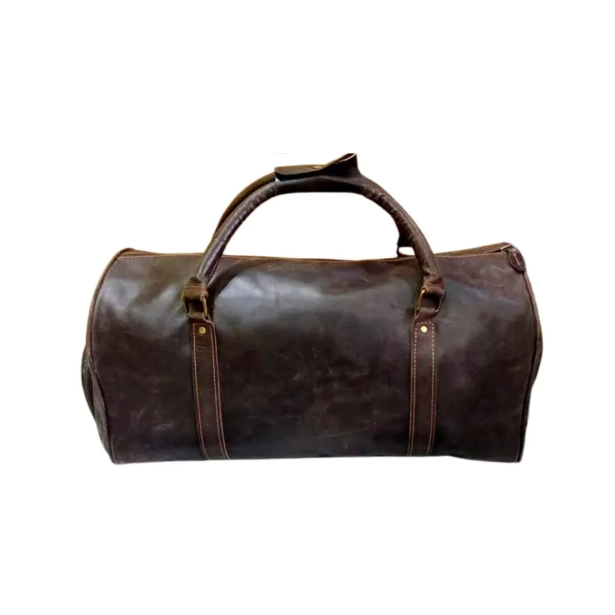 AMERICANSTYLE Cow Leather Duffle Bag Dark Brown Leather Gym & Travel Luggage Bag