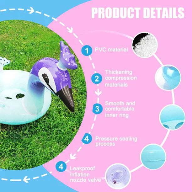 Alin Swimming Pool Toys Inflatable Glitter Pool Float Peacock Designed with Fast Valves Lounge Raft Decorative liquid Game Summer Beach Party for Kids | 48 Inch