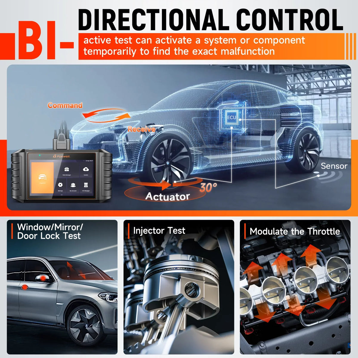Foxwell NT710  Car Scanner Bi-Directional Control Scan Tool Active Test OBD2 Scanner All Systems Diagnostic Tool 31+ Maintenance Services Automotive Code Reader for  MINI RR OBDII Automobiles