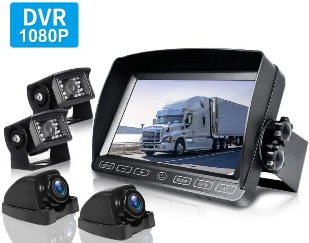 ZEROXCLUB Wired 7" Rv Back Up Camera Kit  1080P HD Night Vision Waterproof Backup Camera Monitor for Bus RV Semi Box Truck Trailer BY704