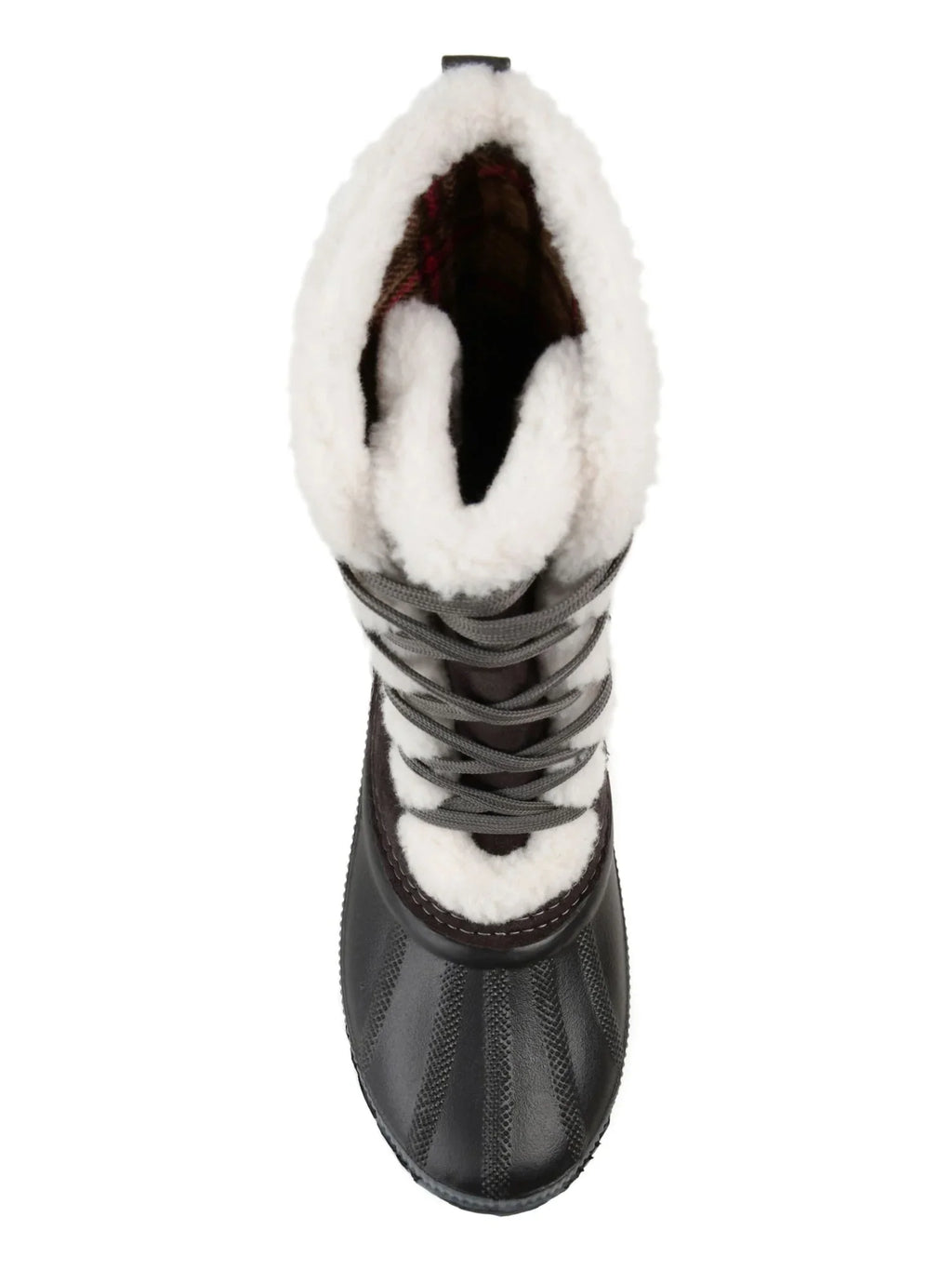JOURNEE COLLECTION Womens Gray Two-Toned Fleeced Lined Insulated Waterproof Blizzard Round Toe Lace-Up Snow Boots 11