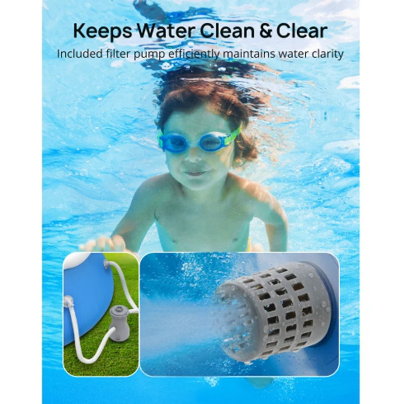 15ft *35in Inflatable Swimming Pool Include Filter Pump, Ground Cloth and wrap