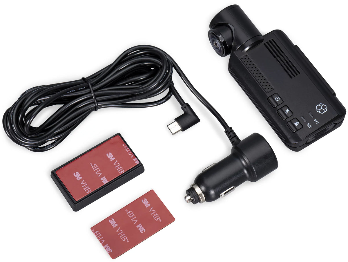 YADA 2K 360° RoadCam Pro - QHD 2K Compact Dashcam with App Control, Built-in GPS, 4-in-1 Split Screen Recording, 16GB SD Card Included, Black