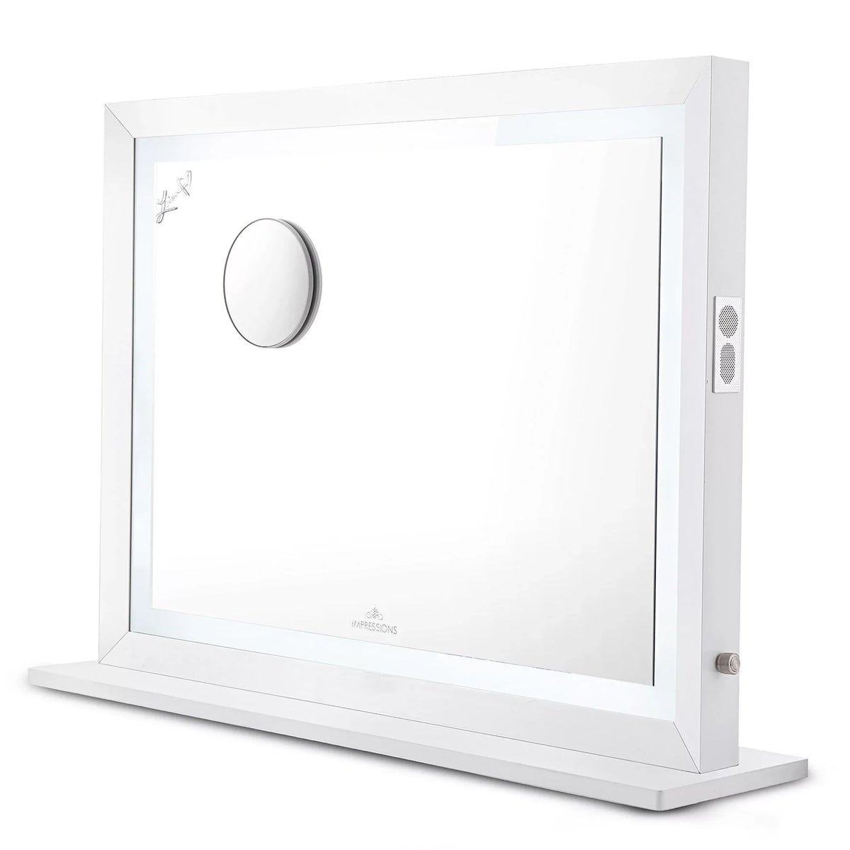 Pro with Speakers and Dimmer Switch, Lighted Desk Mirror with Outer Metal Frame and 3X Magnified Mirror for Tabletop or Wall Mount (White). Impressions Vanity Makeup Mirror Liane V