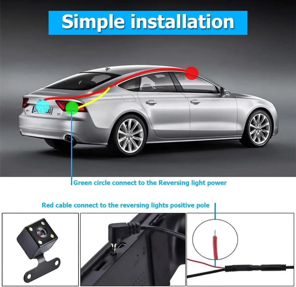 Mirror Dash Cam for Car, 4.3" Backup Smart Rearview Mirror Camera, Waterproof HD 1080P Front and Rear Wide Angle,