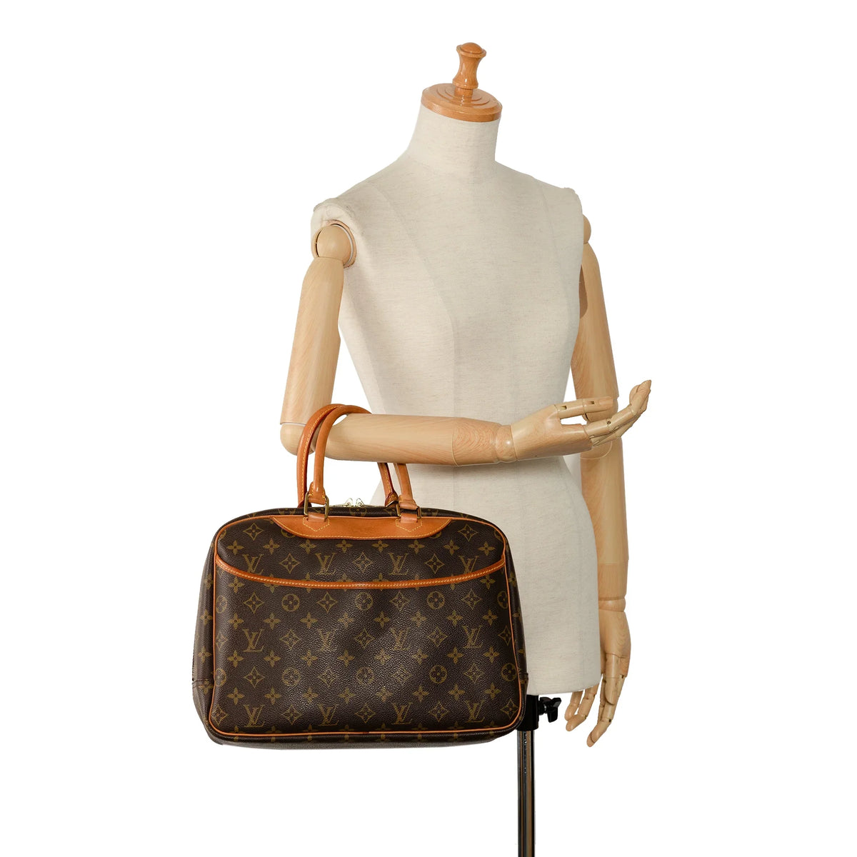 Pre-Owned Authenticated Louis Vuitton Monogram Deauville Canvas Brown Handbag Top HandleBag Unisex (Good)