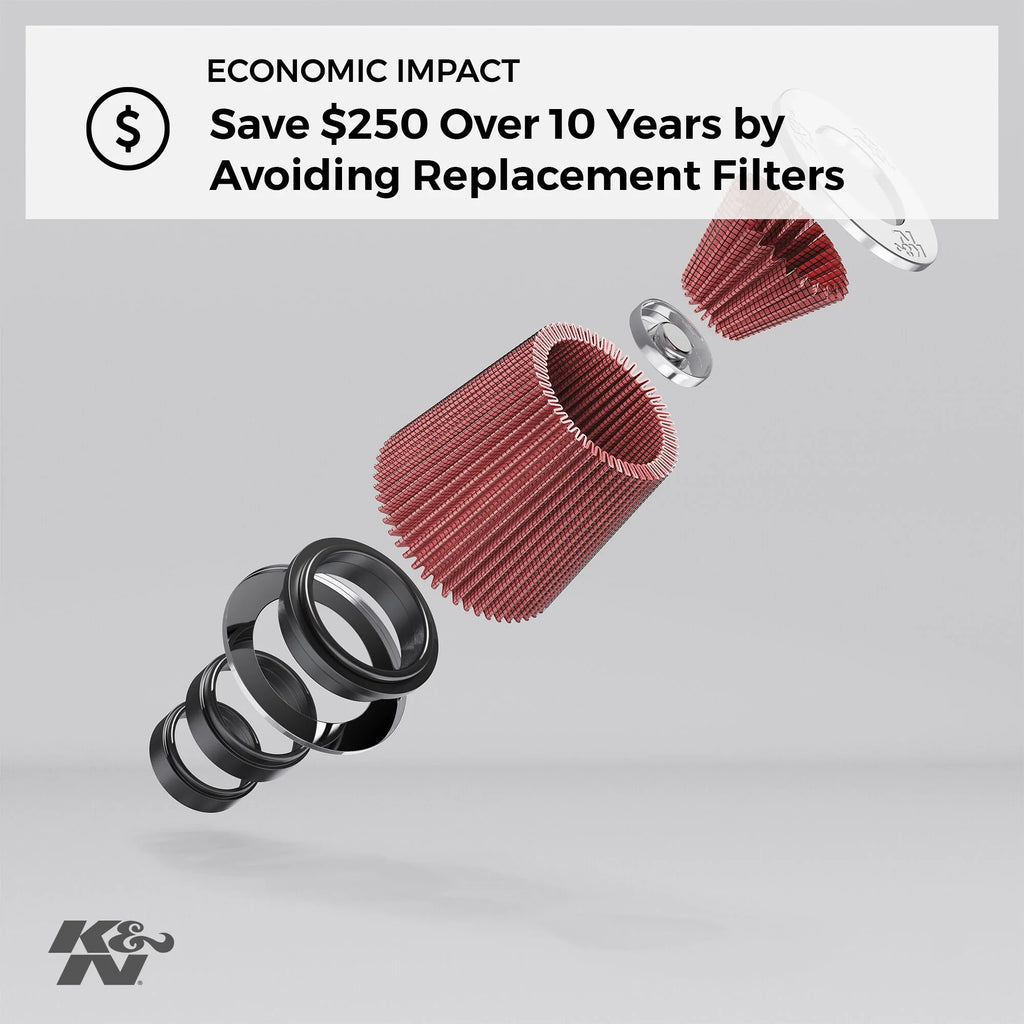 K&N Universal Clamp-On Air Filter: High Performance, Premium, Washable, Replacement Engine Filter: Flange Diameter: 6 In, Filter Height: 7.5 In, Flange Length: 1 In, Shape: Round Tapered, RU-1041