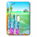 3dRose Hawaiian beach, surfboards, a cruise ship and jet fun art - Single Toggle Switch